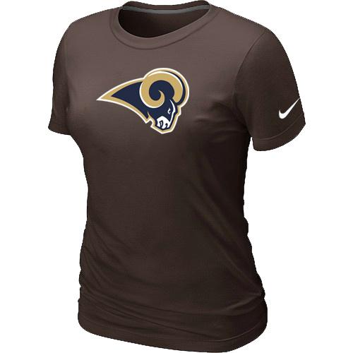 Cheap Women Nike St.Louis Rams Brown Logo NFL Football T-Shirt