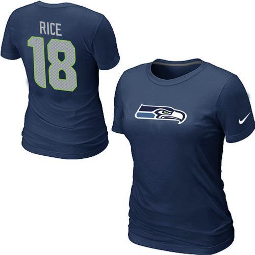 Cheap Women Nike Seattle Seahawks 18 Sidney Rice Name & Number NFL Football T-Shirt