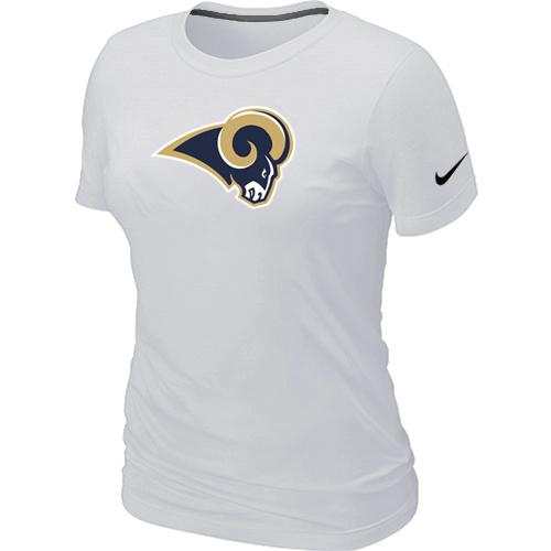 Cheap Women Nike St.Louis Rams White Logo NFL Football T-Shirt