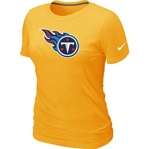 Cheap Women Nike Tennessee Titans Yellow Logo NFL Football T-Shirt