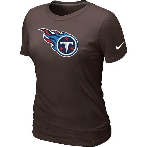 Cheap Women Nike Tennessee Titans Brown Logo NFL Football T-Shirt