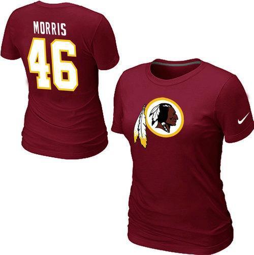 Cheap Women Nike Washington Redskins 46 Alfred Morris Name & Number Red NFL Football T-Shirt