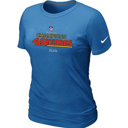 Cheap Women Nike San Francisco 49ers 2012 NFC Conference Champions Trophy Collection Long L.blue NFL Football T-Shirt
