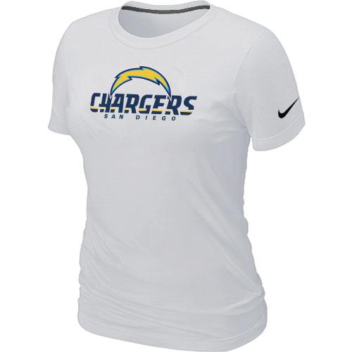 Cheap Women Nike San Diego Chargers Authentic Logo White NFL Football T-Shirt
