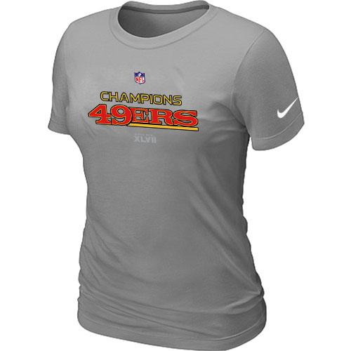 Cheap Women Nike San Francisco 49ers 2012 NFC Conference Champions Trophy Collection Long L.Grey NFL Football T-Shirt