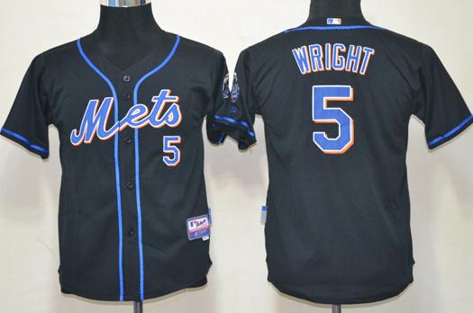 Kids New York Mets 5 David Wright Black MLB Jersey Cheap