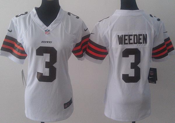 Cheap Women Nike Cleveland Browns 3 Brandon Weeden White NFL Jerseys