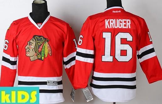 Kids Chicago Blackhawks 16 Marcus Kruger Red Hockey NHL Jersey For Sale