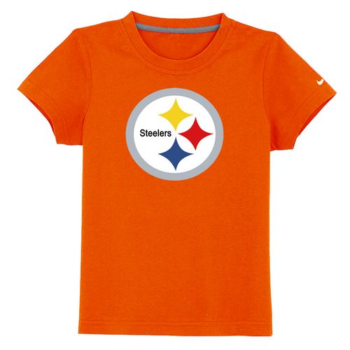 Kids Pittsburgh Steelers Sideline Legend Authentic Logo Orange T-Shirt Cheap