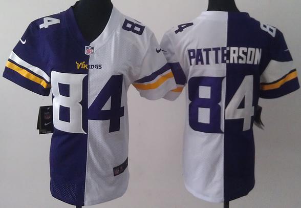 Cheap Women Nike Minnesota Vikings 84 Cordarrelle Patterson White Purple Split NFL Jerseys 2013 New Style