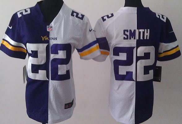 Cheap Women Nike Minnesota Vikings 22 Harrison Smith Purple White Purple Split NFL Jerseys 2013 New Style