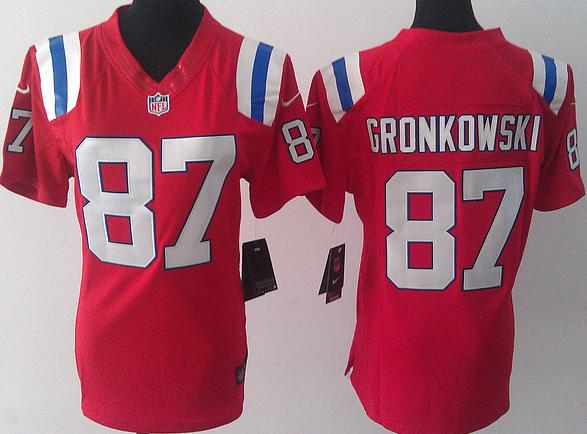 Cheap Women Nike New England Patriots 87 Rob Gronkowski Red LIMITED Jerseys