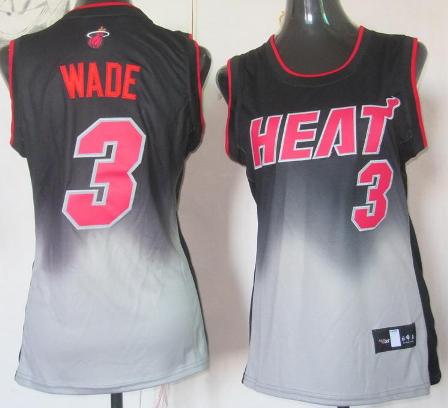 Cheap Women Miami Heat 3 Dwyane Wade Black Grey Revolution 30 Swingman NBA Jerseys