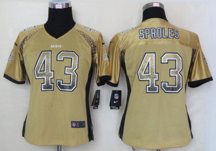 Cheap Women Nike New Orleans Saints 43 Darren Sproles Gold Drift Fashion Elite NFL Jerseys 2013 New
