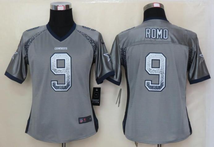Cheap Women Nike Dallas Cowboys 9 Tony Romo Grey Drift Fashion Elite NFL Jerseys 2013 New