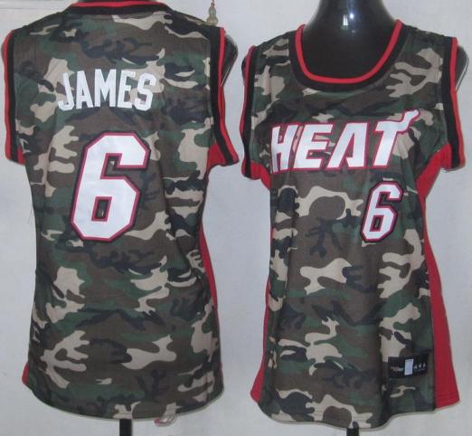 Cheap Women Miami Heat 6 LeBron James Camo Revolution 30 Swingman NBA Jerseys