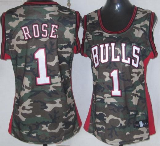 Cheap Women Chicago Bulls 1 Derrick Rose Camo Revolution 30 Swingman NBA Jerseys