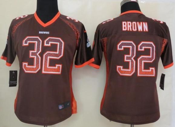 Cheap Women Nike Cleveland Browns 32 Jim Brown Brown Drift Fashion Elite NFL Jerseys