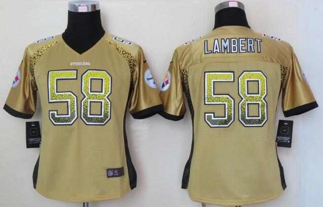 Cheap Women Nike Pittsburgh Steelers 58 Jack Lambert Gold Drift Fashion Elite NFL Jerseys