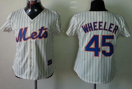 Cheap Women New York Mets 45 Zack Wheeler Cream Cool Base MLB Jerseys