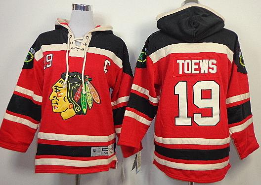 Kids Chicago Blackhawks 19 Jonathan Toews Red Lace-Up NHL Jersey Hoodies For Sale