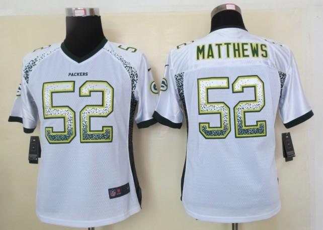 Cheap Women Nike Green Bay Packers 52 Clay Matthews White Drift Fashion Elite NFL Jerseys