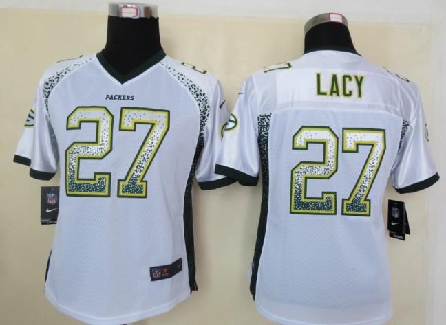 Cheap Women Nike Green Bay Packers 27 Eddie Lacy White Drift Fashion Elite NFL Jerseys