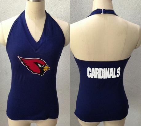 Cheap Women's All Sports Couture Arizona Cardinals Ladies Fashion Long Sleeve V-Neck Halter Top - Navy Blue