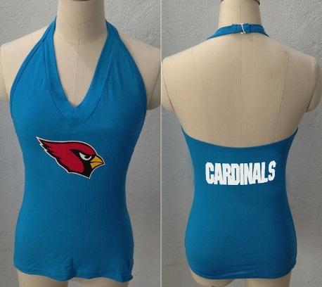 Cheap Women's All Sports Couture Arizona Cardinals Ladies Fashion Long Sleeve V-Neck Halter Top - Light Blue
