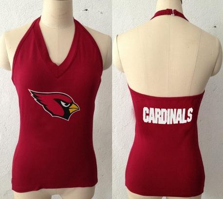 Cheap Women's All Sports Couture Arizona Cardinals Ladies Fashion Long Sleeve V-Neck Halter Top - Deep Red