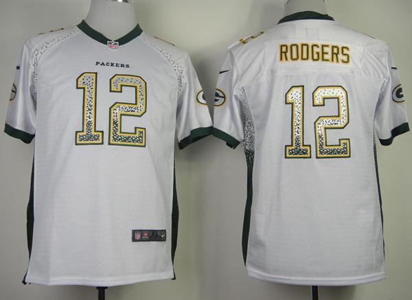 Kids Nike Green Bay Packers 12 Aaron Rodgers White Drift Fashion Elite NFL Jerseys Cheap