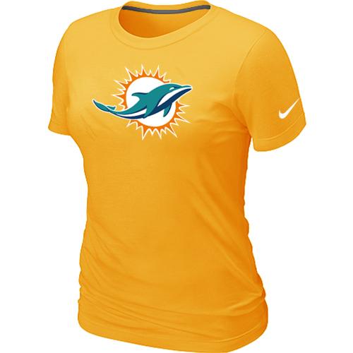 Cheap Women Miami Dolphins Sideline Legend logo Yellow NFL T-Shirt