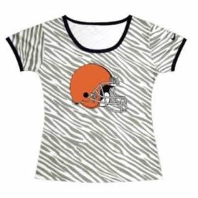 Cheap Women Nike Cleveland Browns Sideline Legend Authentic Logo Zebra Stripes T-Shirt