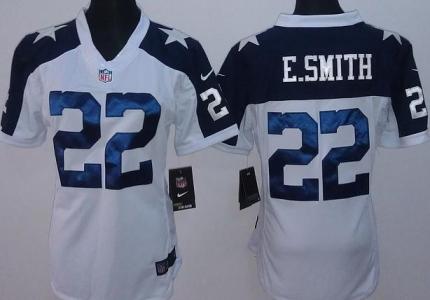 Cheap Women Nike Dallas Cowboys 22 E.SMITH White Thanksgivings LIMITED NFL Jerseys