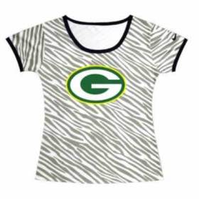 Cheap Women Nike Green Bay Packers Sideline Legend Authentic Logo Zebra Stripes T-Shirt
