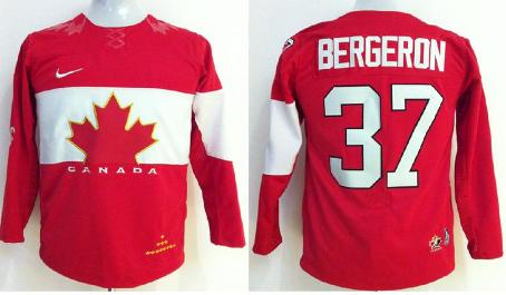 Kids 2014 Winter Olympics Canada Team 37 Patrice Bergeron Red Hockey Jerseys For Sale