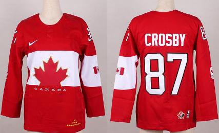 Cheap Women 2014 Winter Olympics Canada Team 87 Sidney Crosby Red Hockey Jerseys