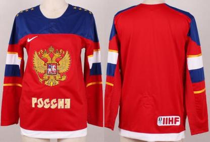 Cheap Women 2014 Winter Olympics Russian Federation Team Blank Red Hockey Jerseys