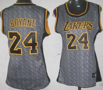 Cheap Women Los Angeles Lakers 24 Kobe Bryant Grey Static Fashion Swingman NBA Jersey