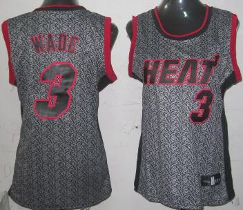 Cheap Women Miami Heat 3 Dwyane Wade Grey Static Fashion Swingman NBA Jersey