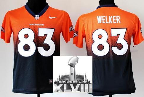Kids Nike Denver Broncos 83 Wes Welker Orange Blue Drift Fashion II Elite 2014 Super Bowl XLVIII NFL Jerseys Cheap