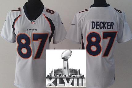 Cheap Women Nike Denver Broncos 87 Eric Decker White 2014 Super Bowl XLVIII NFL Jerseys New Style