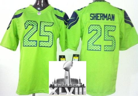 Kids Nike Seattle Seahawks 25 Richard Sherman Green 2014 Super Bowl XLVIII NFL Jerseys Cheap