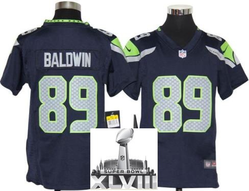 Kids Nike Seattle Seahawks 89 Doug Baldwin Blue 2014 Super Bowl XLVIII NFL Jerseys Cheap