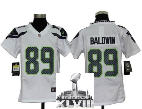Kids Nike Seattle Seahawks 89 Doug Baldwin White 2014 Super Bowl XLVIII NFL Jerseys Cheap