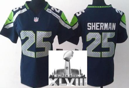 Cheap Women Nike Seattle Seahawks 25 Richard Sherman Blue 2014 Super Bowl XLVIII NFL Jerseys