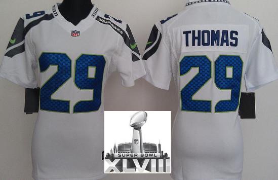 Cheap Women Nike Seattle Seahawks 29 Earl Thomas White 2014 Super Bowl XLVIII NFL Jerseys