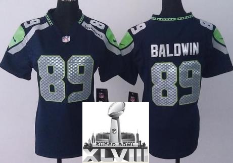 Cheap Women Nike Seattle Seahawks 89 Doug Baldwin Blue 2014 Super Bowl XLVIII NFL Jerseys