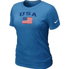 Cheap Women Nike USA Olympics USA Flag Collection Locker Room T-Shirt light blue