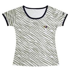 Cheap Women Nike Baltimore Ravens Chest Embroidered Logo Zebra Stripes T-shirt
